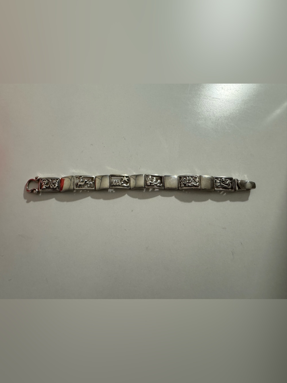 Sterling Silver religious  Link Bracelet - Silver